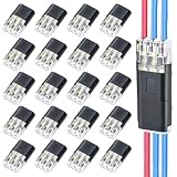 20 Pcs Conectores de Cable Impermeables, Conectores de Cable 3 Pines, Empalme Rápido Sin Pelar, Terminales Eléctricos para Cables 18-22 AWG, LED, Ventilador Techo, Crimpado