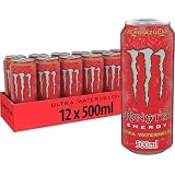 Monster Energy Ultra Watermelon, Bebida Energética Sin Azúcar, 12x500 ml