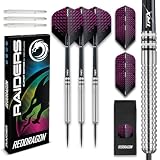 Raider 1: 23g Steel Tip Tungsten Darts Set - Red Style Set of Professional Darts with Shafts (Stems), Flights and Checkout Card - Choice of Colour Available