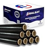 BALSAT | 8 Bobinas de film estirable de paletizar | Paquete ahorro de 8 Bobinas | Negro o Transparente | Calidad profesional | Ancho de bobina 50 cm | 23 My (Negro)