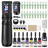 Kit tatuaje Solong, máquina LCD inalámbrica, 1600mAhbaterías, 7 velocidades
