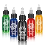 ATOMUS Tattoo Ink 5 Colors 1oz 30ml Tattoo Supply Black Pigment Natural Plant Tattoo Ink Pigment Permanent Makeup Tattoos Pigment