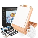 Kit Pintura con 34 piezas - 24 Tubos de Pintura Acrilica, 6 Pinceles Pintura, Lienzo para Pintar 24x30cm, 1 Caballete Pintura, Espátula y Paleta Pintura