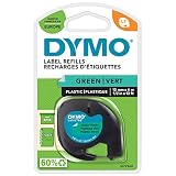 DYMO LT plástico etiquetas auténticas | Negro sobre verde | 12 mm x 4m | para las etiquetadoras LetraTag | autoadhesivo