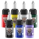 HAWINK Tinta Kit de Tatuajes 1/2oz (15 ml) Siete Botellas de Tinta Profesional Accesorios para Tatuajes Ink Tattoo TI203DE-15-7
