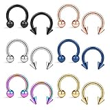 Crdifu Aro Septum Multicolor 14G 10mm Piercing Herradura 12 Piezas
