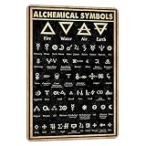 PAIION Póster de metal con símbolos alquímicos, decoración de pared, letreros de metal, decoración del hogar, tabla de conocimientos, decoración de baño, placa retro, regalo de cumpleaños, 8 x 12