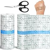 Ptyism Vendaje para Tatuajes 15cm*10m Segunda Piel Aposito(Con Tijeras) Película Tatuajeso丨Tattoo Bandage,Tapar Tatuajes para Muñecas, Hombros, Brazos, Vendaje de Heridas, Escudo Protector