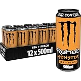 Monster Rehab Peach, Bebida Energética Té Melocotón, Pack 12 x 500 ml