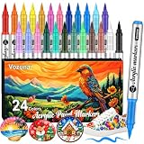 Vozuna 24 Colores Rotuladores Acrílicos Punta Pincel con Tinta Directa