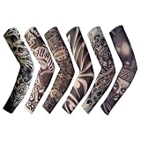 6 Piezas Falsas Mangas de Tatuaje para Hombres, Mangas de Brazo de Protección Solar Falsas, para Halloween, Fiesta de Carnaval