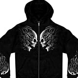 Hot Leathers Black Head Butt Skulls - Sudadera con Capucha y Cremallera