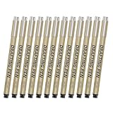 Juego de 12 rotuladores negros de punta fina para dibujo de cómics y tinta impermeable con tintas de secado rápido