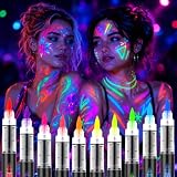 Lictin Rotuladores Pintura Facial UV 10 Colores Neón Solo Bajo UV/Luz Negra