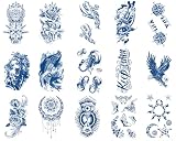 Sugeru 15 Hojas Súper Duradero Tatuajes Temporales, 2 Semanas - el Original | Resistente al Agua + Vegano + Nueva Tecnología | Tatuajes Temporales Adultos, Tattoo (C12)