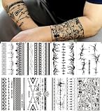 8 Hojas Tatuajes Temporales Brazalete Adultos, Rosymormor Braza Polinesio Maorí, Pegatinas Tatuajes Falsos Tribales, Tatuajes Realistas Larga Duración Hombre Muñeca Tobillo Tótems Tribales Fiesta