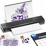 Itari Termocopiadora Tattoo, Impresora Tatuajes con 10 Hojas de Papel de Transferencia, Impresora Termica Tattoo, Prensas de impresión Compatible con Smartphone PC, Negro