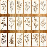 Plantillas de flores reutilizables para pintar en madera, pared, muebles, plantillas de dibujo para manualidades (18 piezas)