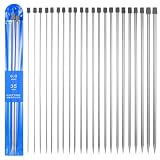 22 Pcs 35 cm Agujas de Tejer de acero inoxidable punta única
