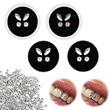 4 Pares Adornos De Joyería De Dientes De Cristal Gema De Dientes Adornos Dientes Gema De La Joyería Del Diente Dientes Reflectantes Diamante Tooth Gems Tooth Gems Kit (Con 1452 Piedras Preciosas)