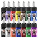 HAWINK Tinta Kit de Tatuajes 1/2 oz (15 ml) 14 Botellas de Tinta Profesional Accesorios para Tatuajes Ink Tattoo TI203DE-15-14