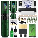 INKin INKflexo Maquina de Tatuar Kit Completo con 6 Strokes 2.0-4.2mm y 2 Batería de 1600mAh, Maquina Tatuar Inalambrica Kit Tatuaje Completo con Impresora Bluetooth, Agujas Tatuaje para Tatuadores