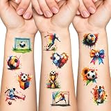 AOOTE Hojas Impermeables Tatuajes Temporales Niños Pegatinas,10pcs fútbol