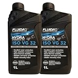 Aceite hidráulico FLUIDAX ISO VG 32 HLP – Lubricante mineral, antidesgaste, anticorrosión y antiespumante para sistemas hidráulicos, carretillas elevadoras y maquinaria industrial. 2 litros. ISO HM -