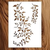 Plantillas reutilizables para pintar con hojas grandes de zarcillos, plantillas reutilizables para decoración de pared en madera, manualidades y decoración del hogar (21 x 29,5 cm)