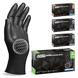 100x PROGRIP Guantes nitrilo talla M Negro [Con doble grosor y textura diamante], Guantes desechables de nitrilo para taller, industria y montaje, Luvas nitrilo descartaveis
