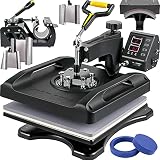 VEVOR Prensa de Calor 8 en 1 Placa 38 x 38 cm Máquina de Prensa de Calor Negra 1000 W Giratoria de 360 Grados Pantalla Digital Prensa de Transferencia para Camiseta Taza Sombrero Tapa