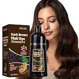 Dark Brown Hair Dye Shampoo 3 en 1 Cubre Canas,Champú Tinte Castaño Oscuro
