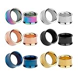 KUBOOZ 12 unids conjunto colorido acero inoxidable tornillo MIX tapones para los oídos túneles Calibradores camilla Piercings, Tela