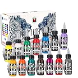 KVM Tinta de tatuaje de 14 colores 30 ml para estudio de tatuajes en interiores conocida por sus propiedades de flujo líquido