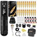 Ambition Soldier Tattoo Machine Kit completo Rotary Wireless Tattoo Pen Gun Kit con 20 piezas Glory Tattoo Cartucho Agujas Práctica Suministros de piel para principiantes y artistas profesionales