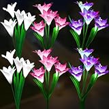 Luces Solares de Jardín, 6 Piezas Luces Solares de Flores con 16 Lirios de Colores Cambiantes, Lámpara Solar Impermeable IP65 para Exteriores para Jardín, Césped, Patio, Decoración de Caminos