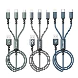 Multi Cable de Carga [3Pack 1.2M] 3 en 1 Multi USB Cargador Cable USB Nylon