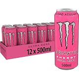 Monster Energy Ultra Rosa, Bebida Energética Sin Azúcar, Pack 12x500 ml