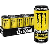 Monster Rehab Lemonade, Bebida Energética, Té Limón, Pack 12 x 500 ml