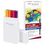 Tombow - Dual Brush | Estuche con 12 Rotuladores Acuarelables de Doble Punta en Colores Primarios