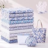 Tatuo 10 Piezas Patchwork de Tela de Algodón para Acolchado 50 x 50 cm Paquetes de Telas Fat Quarter Diseño Diferente para Costura Manualidades y Bricolaje(Azul)