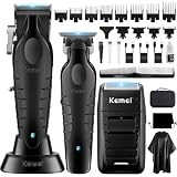 KEMEI Juego de Maquina de Cortar Pelo Hombre y Afeitadoras de Láminas, Cortadoras de Pelo Eléctricas Para Hombres, Inalámbrico Cortapelos, Trimmer con Hoja en T