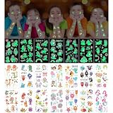 ACWOO Tatuajes Temporales, 30 Hojas Tatuajes Luminosos de Dibujos Estilo Mixto, Impermeables Unicornio Sirena Mariposa Tatuaje, Tatoos Stickers Regalos de CumpleañOs Festivales Suministros Fiestas