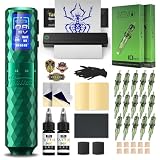 Kit Tatuaje,Maquina Tatuar Inalambrica con 6 Strokes 2.5-4.8mm y Batería de Alimentación de 1600mAh, Maquina de Tatuar Kit Completo con Impresora Bluetooth,Tinta Tatuaje,Agujas Tatuaje para Tatuadores
