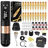 Ambition Soldier Tattoo Machine Kit completo Rotary Wireless Tattoo Pen Gun Kit con 20 piezas Glory Tattoo Cartucho Agujas Práctica Suministros de piel para principiantes y artistas profesionales