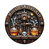 Steampunk Alchemy Lab Design - Cartel redondo de metal vintage para decoración de pared interior y exterior, póster de metal retro de 8 x 8 pulgadas
