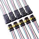 GTIWUNG 5 juegos 3 Pin Way Car AMP Conector eléctrico con Conector del cable del cable Mujer Hombre Impermeable Automóvil, 18AWG Marine