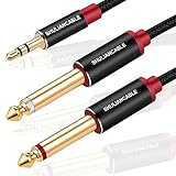 SHULIANCABLE Cable Audio 3.5mm a Doble 6.35mm, Estéreo Jack Cable con para Mezclador, Amplificador, Guitarra (1M)