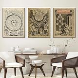 Baibexing Preparaciones Alquímicas, Grabado Medieval, Impresión De Alquimia, 72 Nombres De Dios, Póster De La Cábala, Metafísica, Arte Decorativo, Pintura En Lienzo 21X30Cmx3Pcs Sin Marco