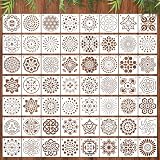 MWOOT 56 Piezas Plantillas de Pintura Mandala, Plantilla de Dibujo Manualidades, Mandala Stencil Plantillas, Reutilizable, Madera, Tela, Pared, 7.62x7.62 CM